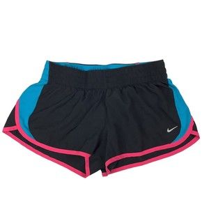 Nike Dri Fit Women's M Running Athletic Shorts Black Blue Pink Drawstring Lined